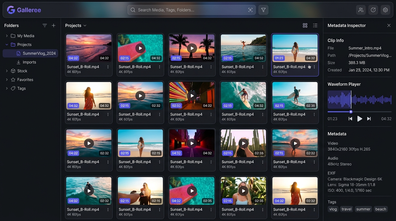 Galleree Media Explorer Interface